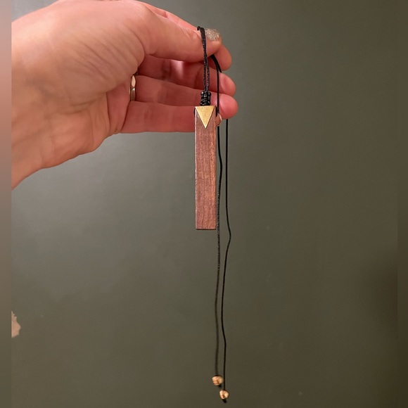 Real wooden polished brass forever cord necklace choker - Picture 1 of 4